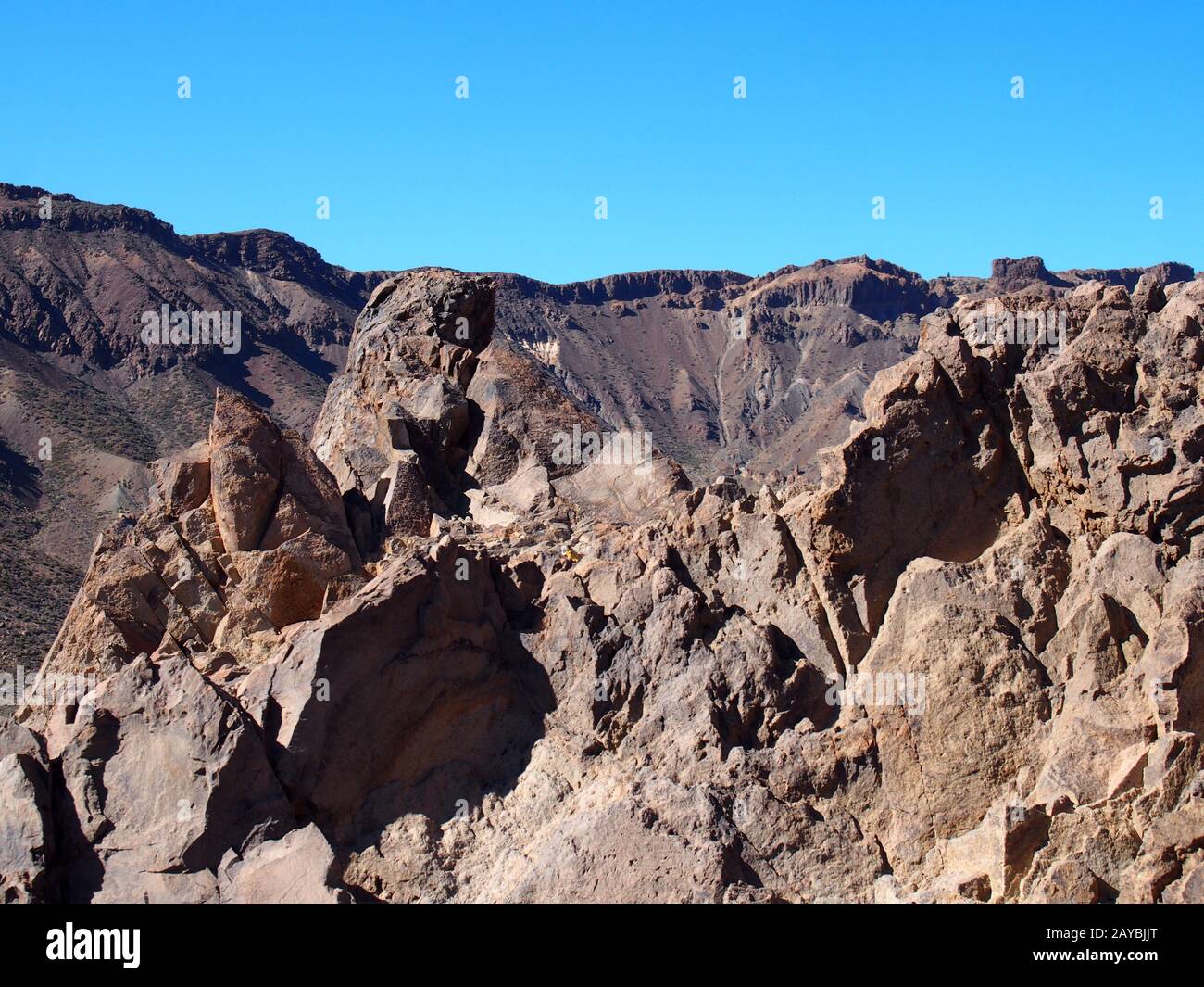 rocky volcanic landscape of the caldera of teide national park in tenerife Stock Photo