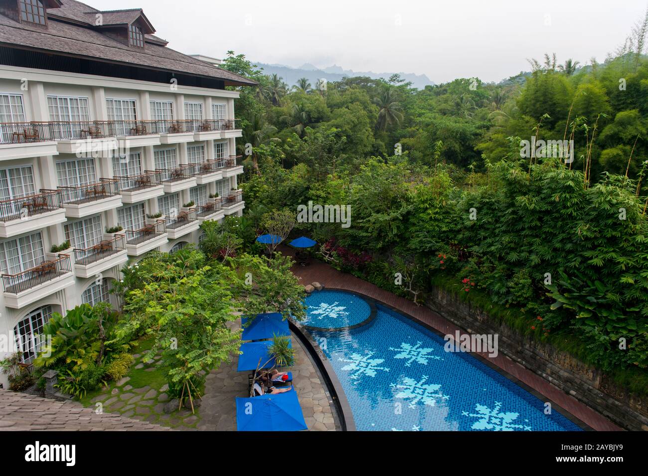 The Plataran Heritage Borobudur Hotel near Borobudur Temple located in central Java Island, Indonesia. Stock Photo