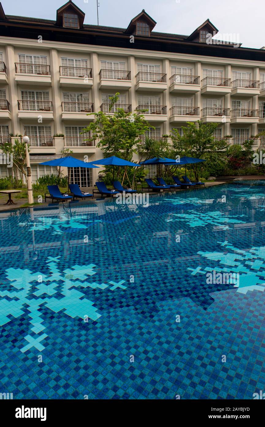 The Plataran Heritage Borobudur Hotel near Borobudur Temple located in central Java Island, Indonesia. Stock Photo