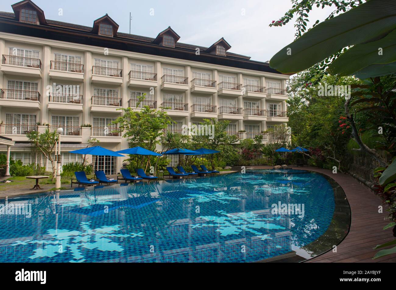 The Plataran Heritage Borobudur Hotel near Borobudur Temple located in central Java Island, Indonesia. Stock Photo