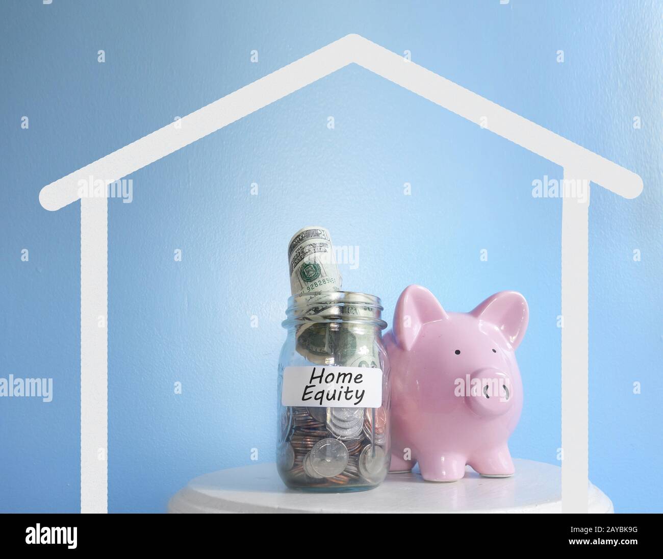 Piggy bank coin jar Home Equity Stock Photo
