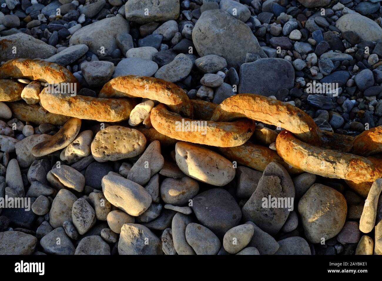 Rusty anchor chain Stock Photo