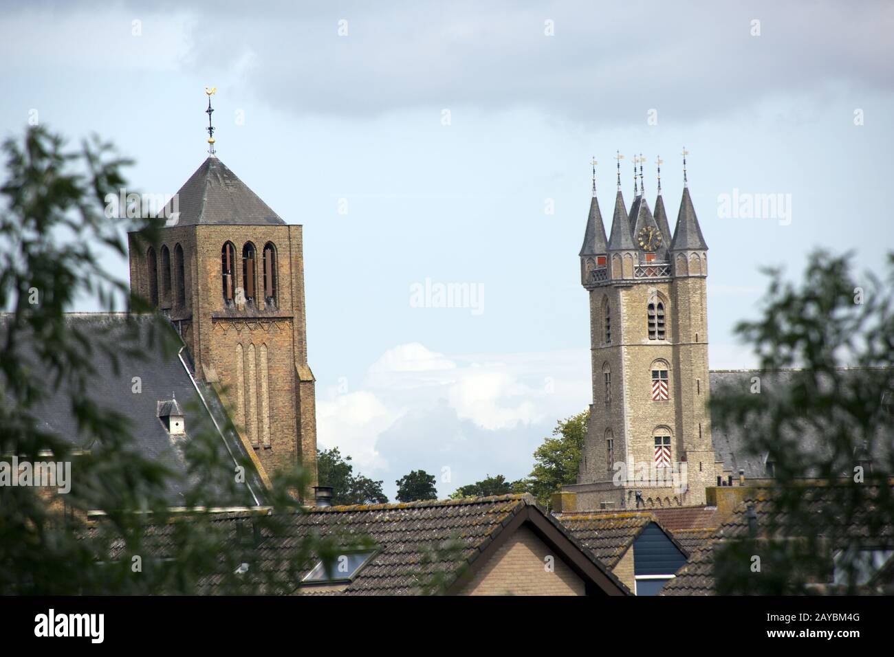 Roman Catholic St. John the Baptist church and historic bell tower from