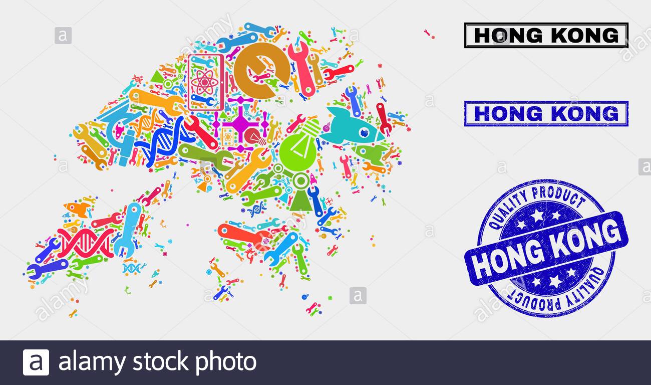 hong kong map service Collage Of Service Hong Kong Map And Quality Product Stamp Stock hong kong map service