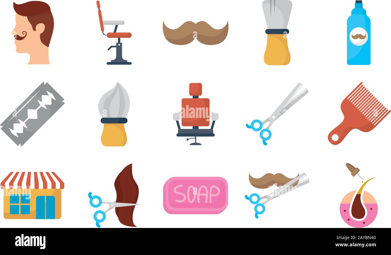 bundle of barber shop set icons Stock Vector Image & Art - Alamy