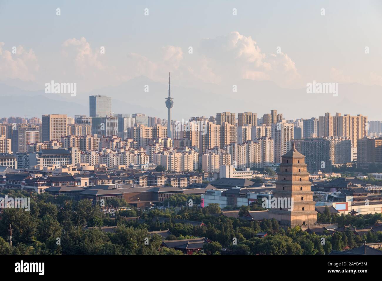 ancient city of xian at dusk Stock Photo - Alamy