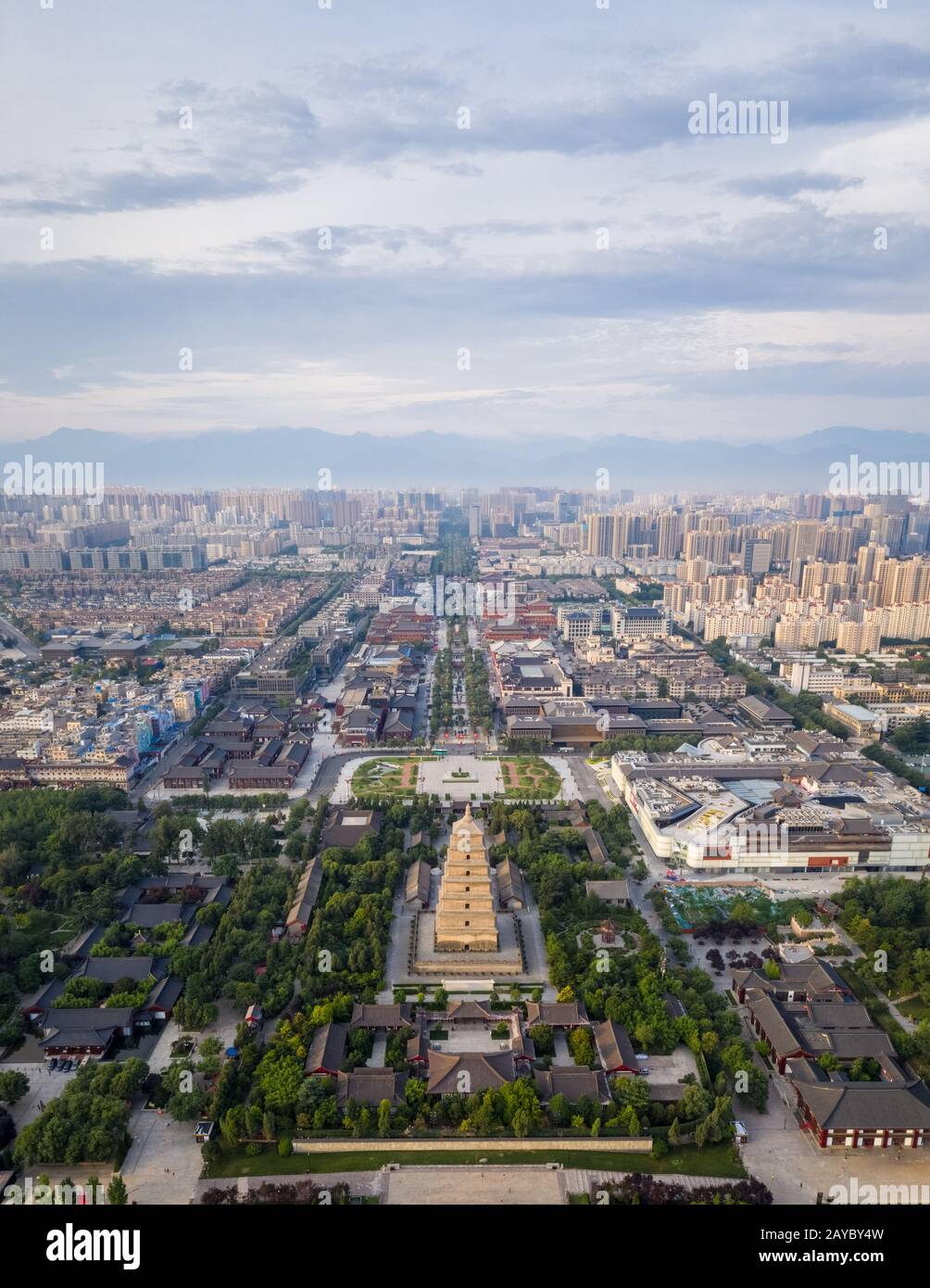 aerial view of xian wild goose pagoda Stock Photo