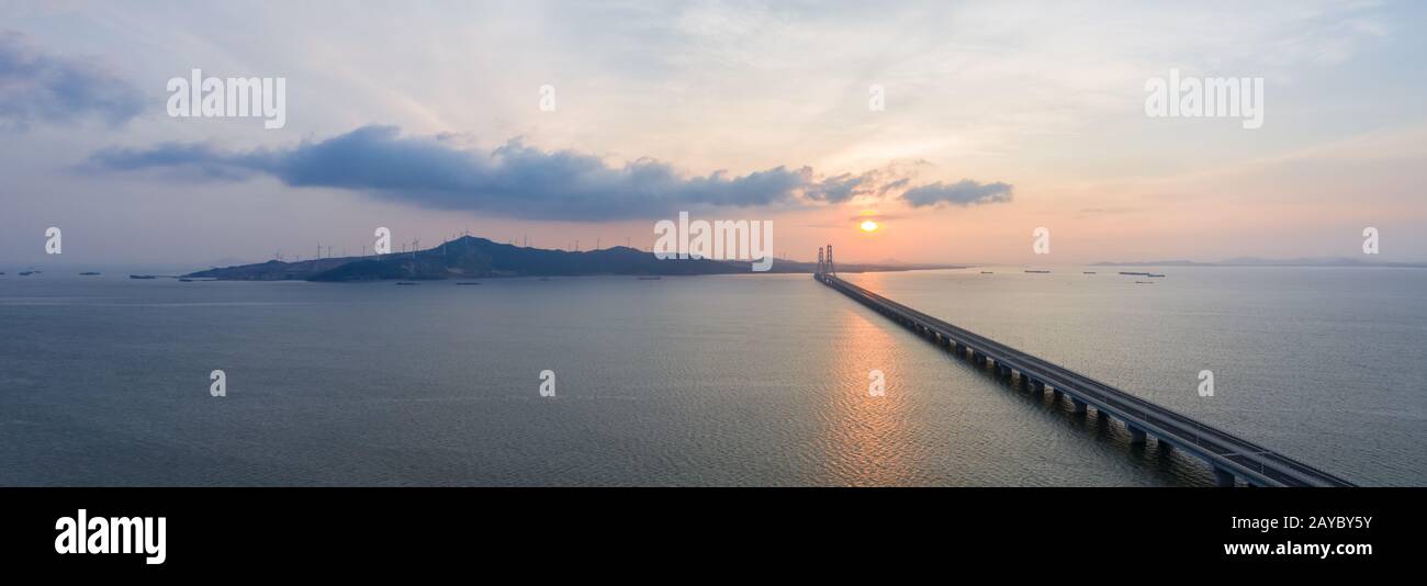beautiful scenery of poyang lake in sunrise Stock Photo