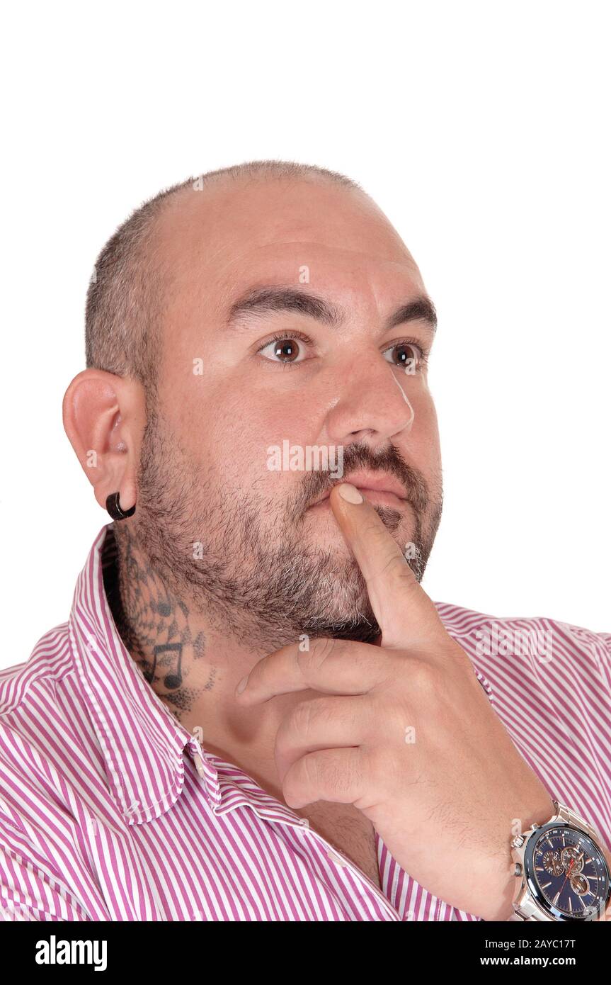 Hispanic man wondering what is going on Stock Photo