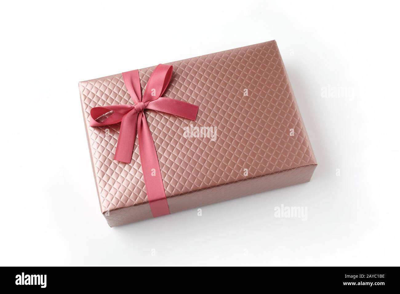 gift present box with ribbon isolated on white background Stock Photo
