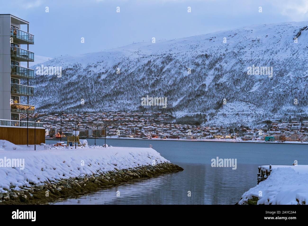 Residential hillside homes in Tromso Stock Photo Alamy