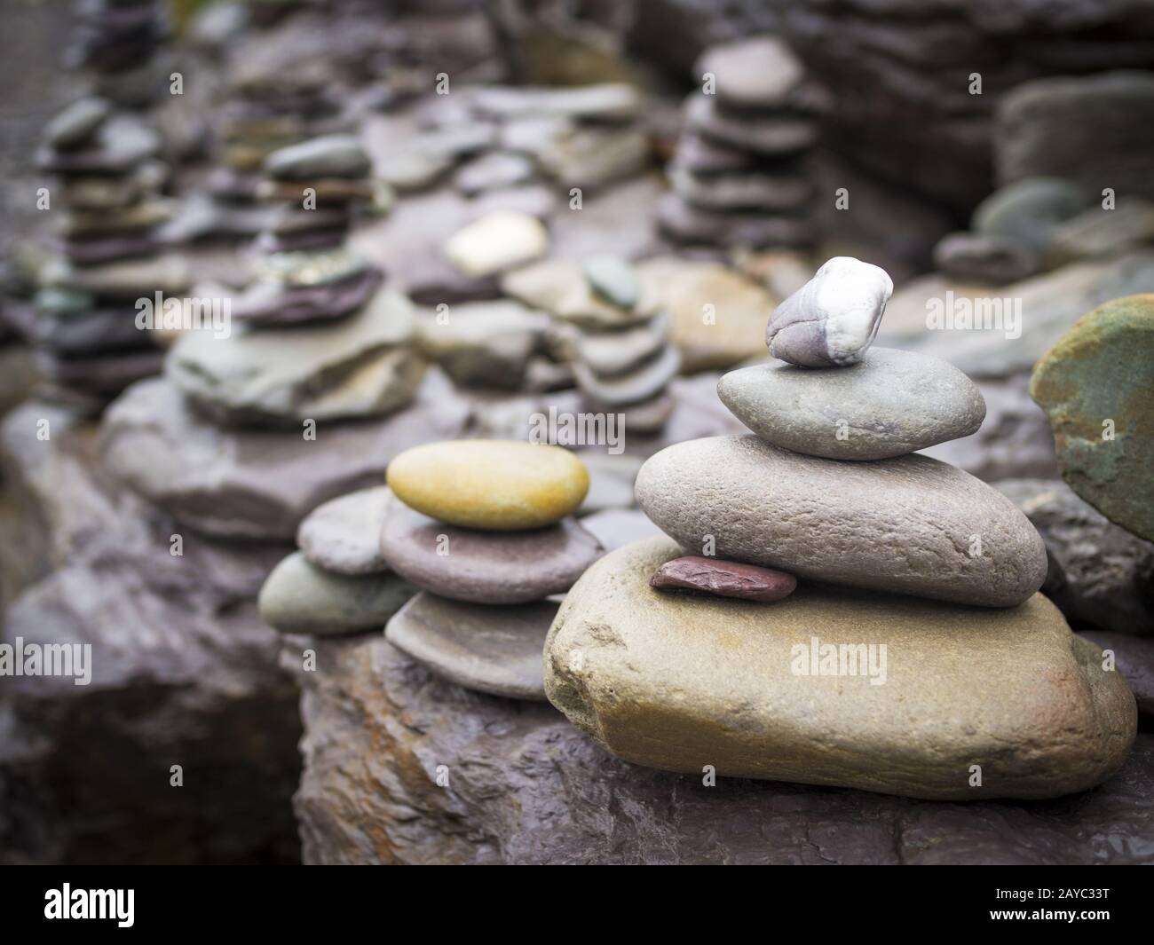 Meditation stone tower rock balance Stock Photo