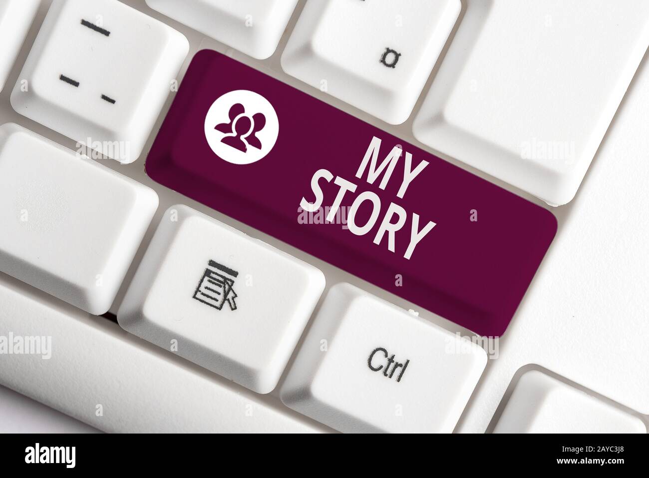 Word writing text My Story. Business concept for the things or situations that have happened to someone in life White pc keyboar Stock Photo