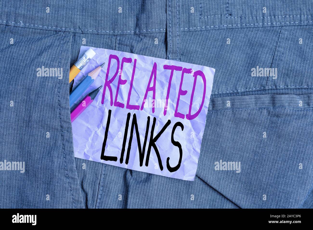 Conceptual hand writing showing Related Links. Business photo text Website inside a Webpage Cross reference Hotlinks Hyperlinks Stock Photo