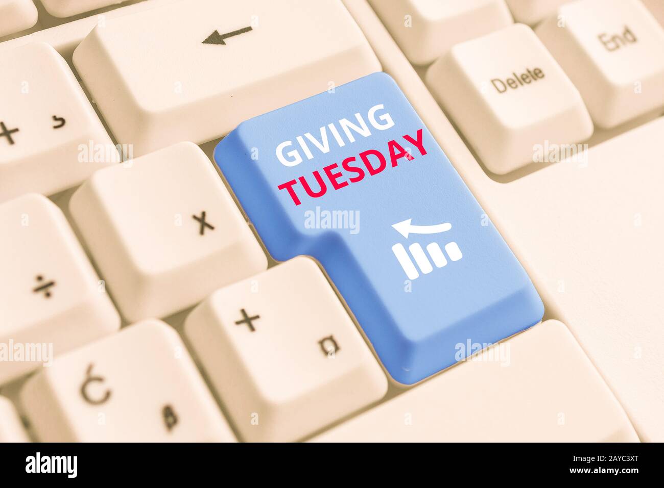 Conceptual hand writing showing Giving Tuesday. Business photo text international day of charitable giving Hashtag activism Whit Stock Photo