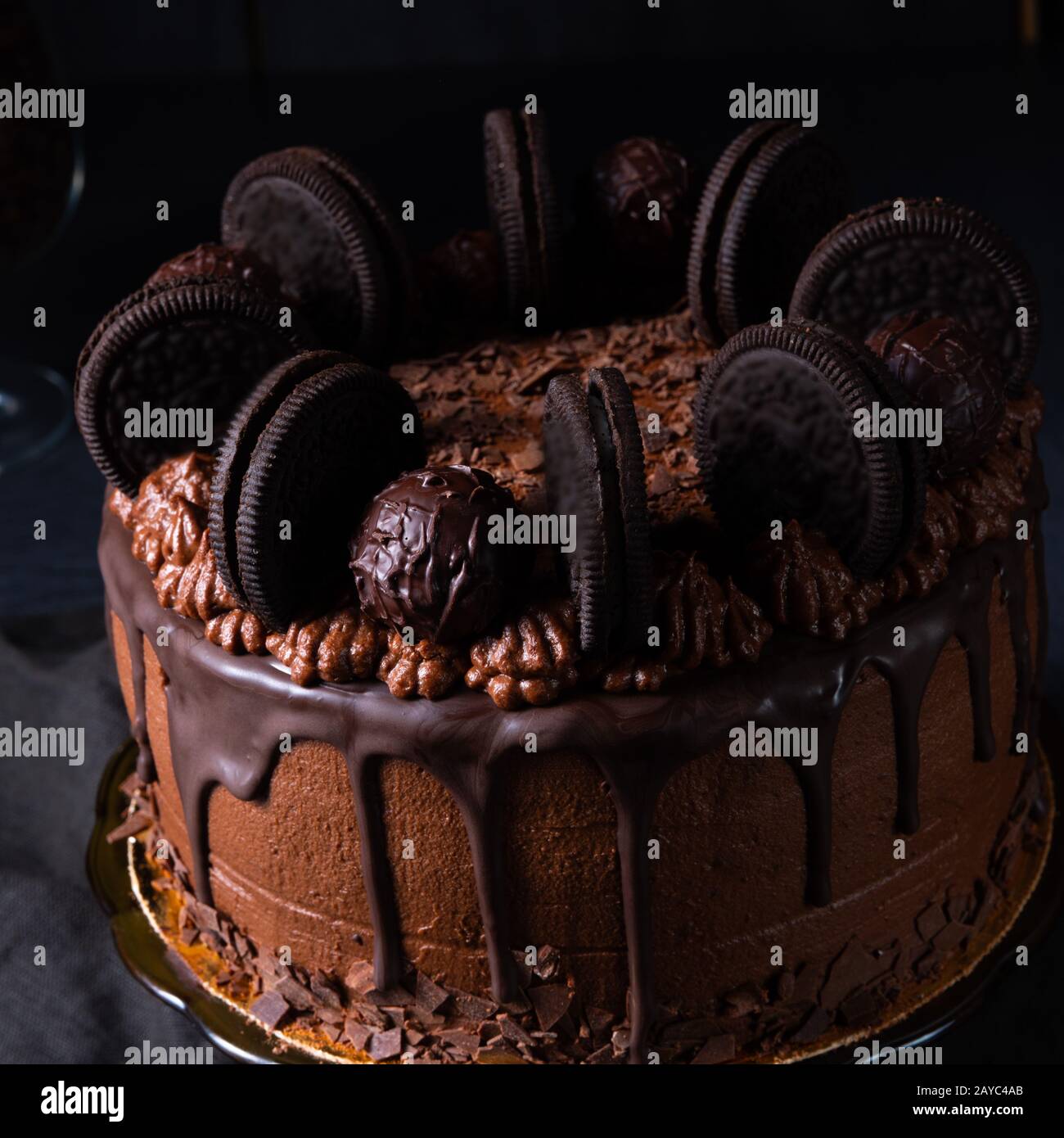 delicious chocolate pie with biscuits Stock Photo