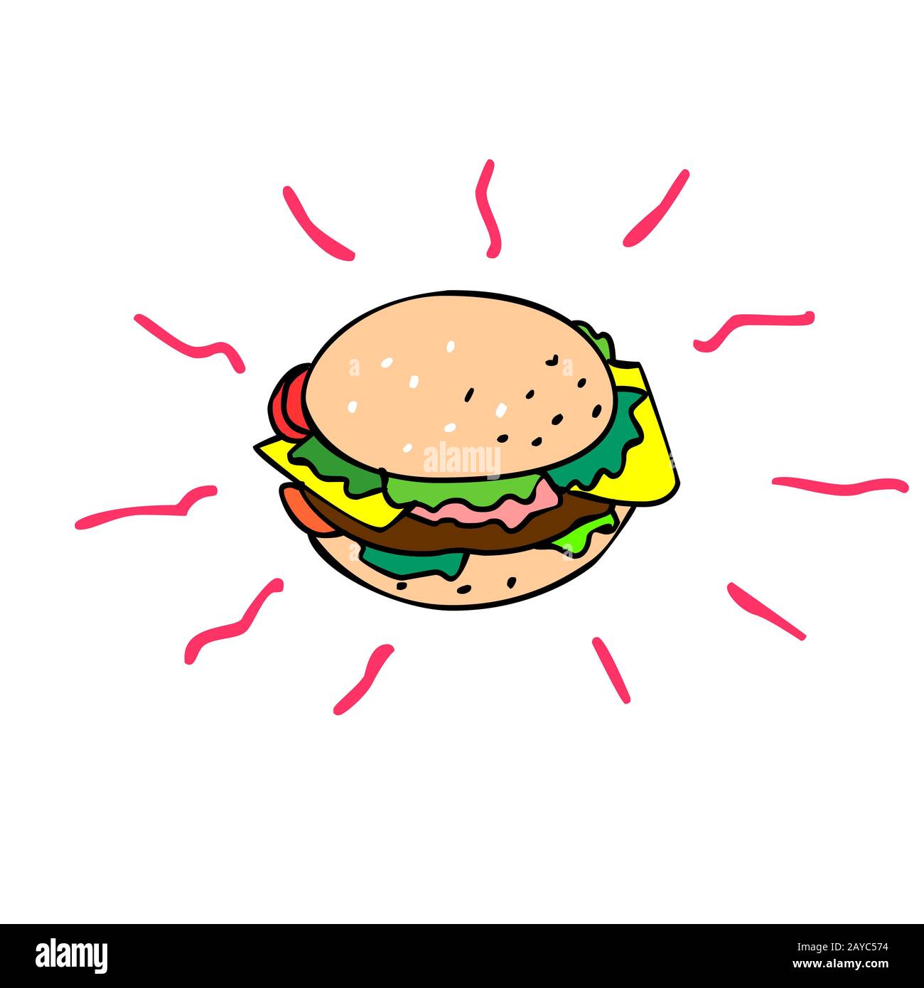 Cheeseburger Cartoon Drawing Stock Photo Alamy