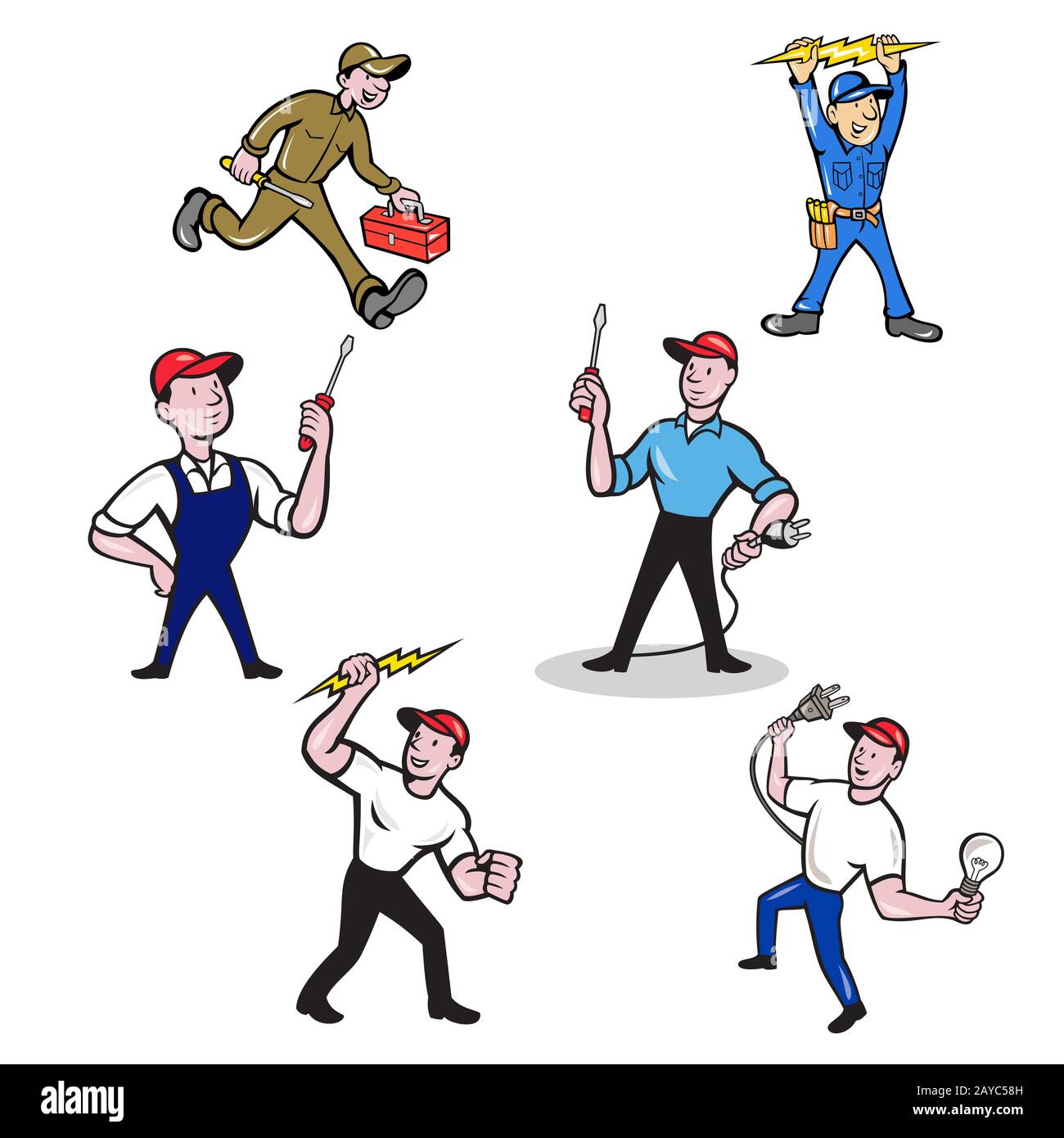 Electrician Cartoon Set Stock Photo - Alamy