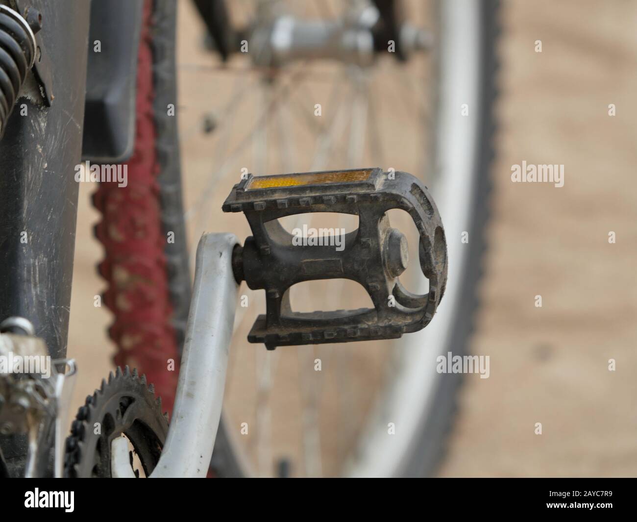 mountain bike pedal close-up Stock Photo