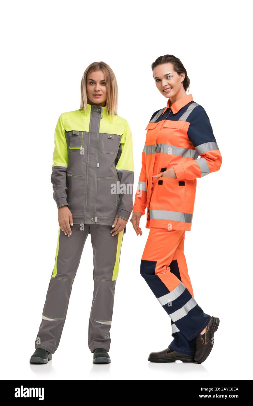 Women in working clothes isolated view Stock Photo