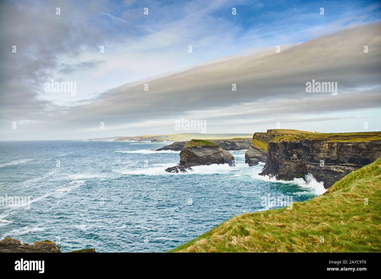 Cliffs of Kilkee in Ireland county Clare. Tourist destination Stock Photo