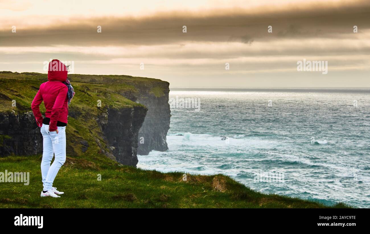 Cliffs of Kilkee in Ireland county Clare. Tourist destination Stock Photo