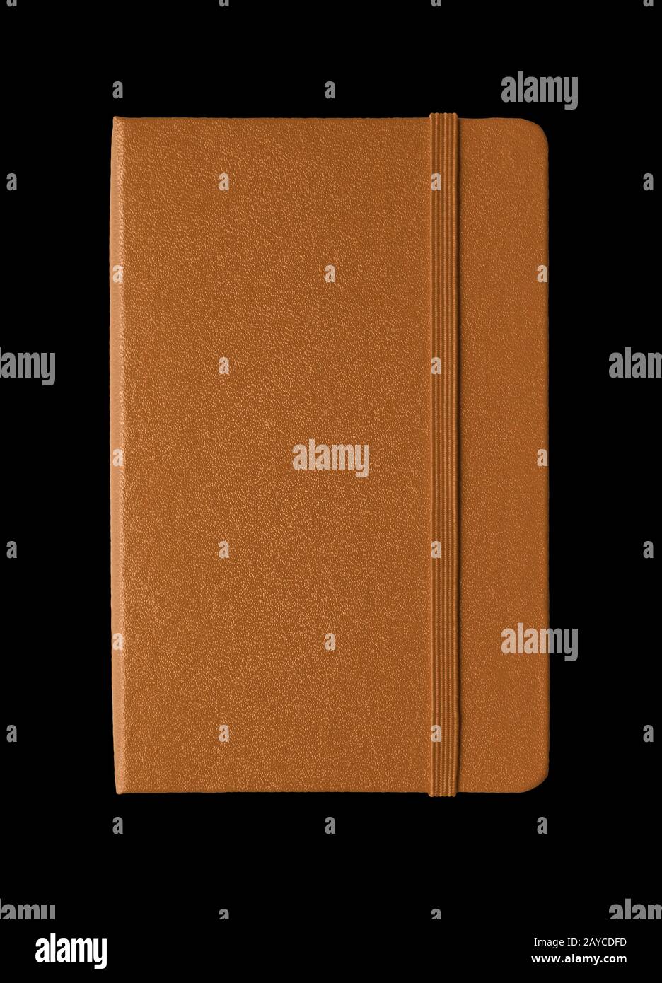 Leather closed notebook isolated on black Stock Photo