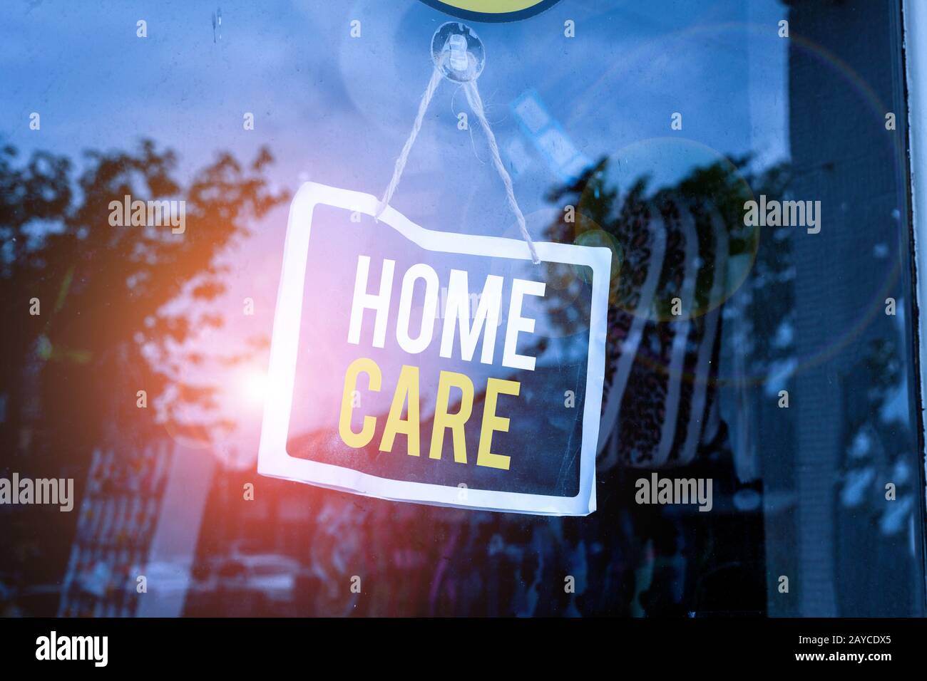 Text sign showing Home Care. Conceptual photo Place where showing can get the best service of comfort rendered Empty black board Stock Photo