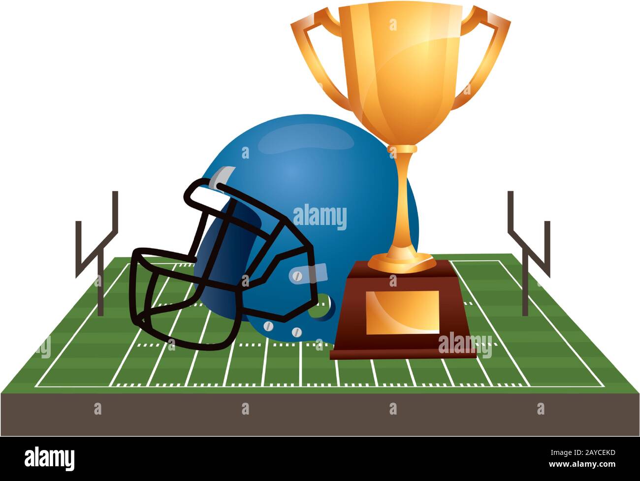 american football sport helmet with trophy cup and camp Stock Vector ...
