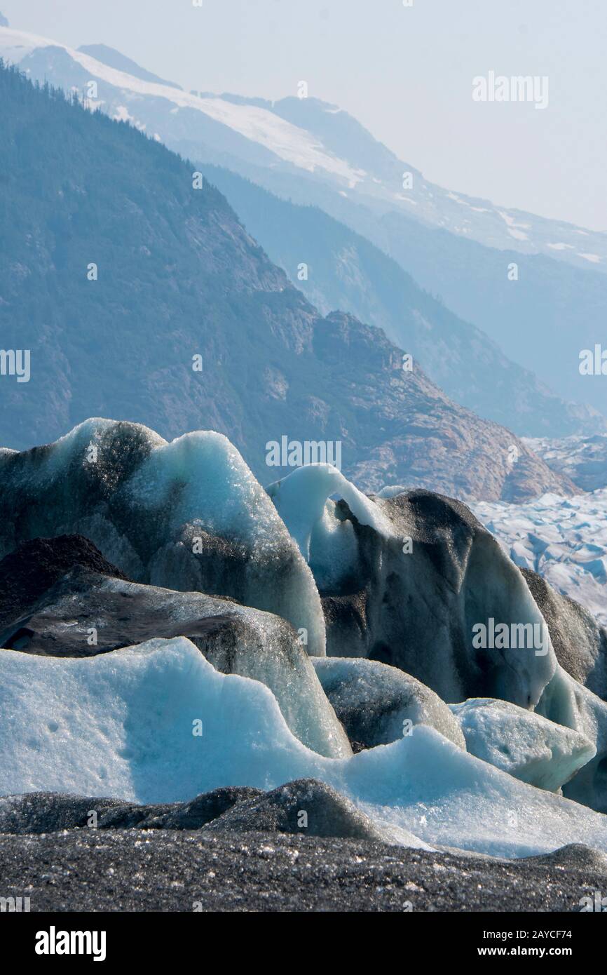 Melting icebergs at the Baird Glacier in Thomas Bay near Juneau, Tongass National Forest, Alaska, USA. Stock Photo