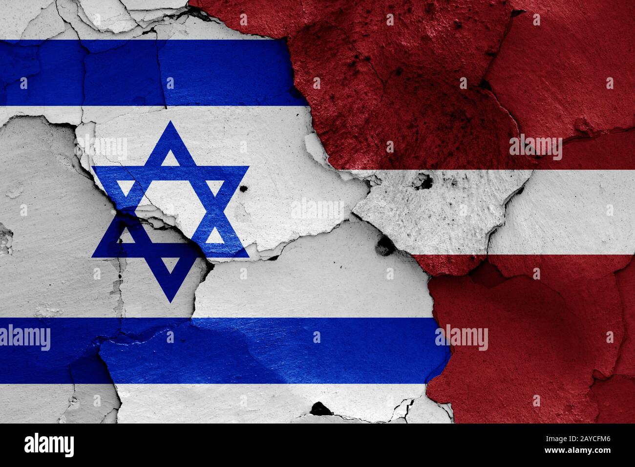 flags of Israel and Latvia painted on cracked wall Stock Photo - Alamy