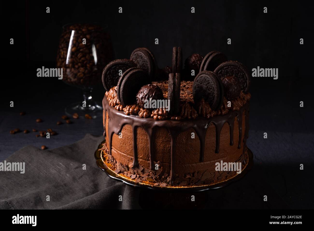 delicious chocolate pie with biscuits Stock Photo