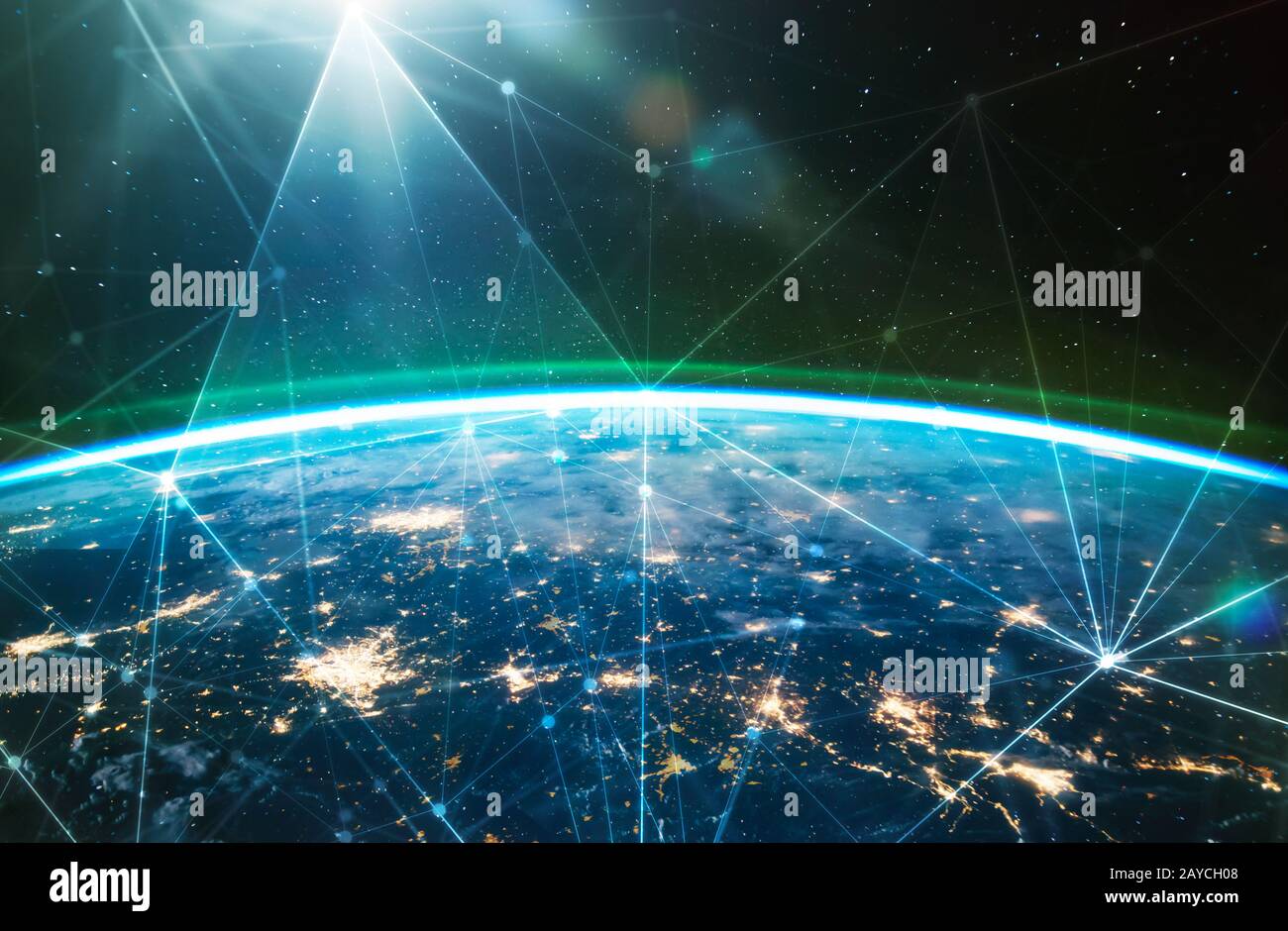 Network connected across planet Earth Stock Photo