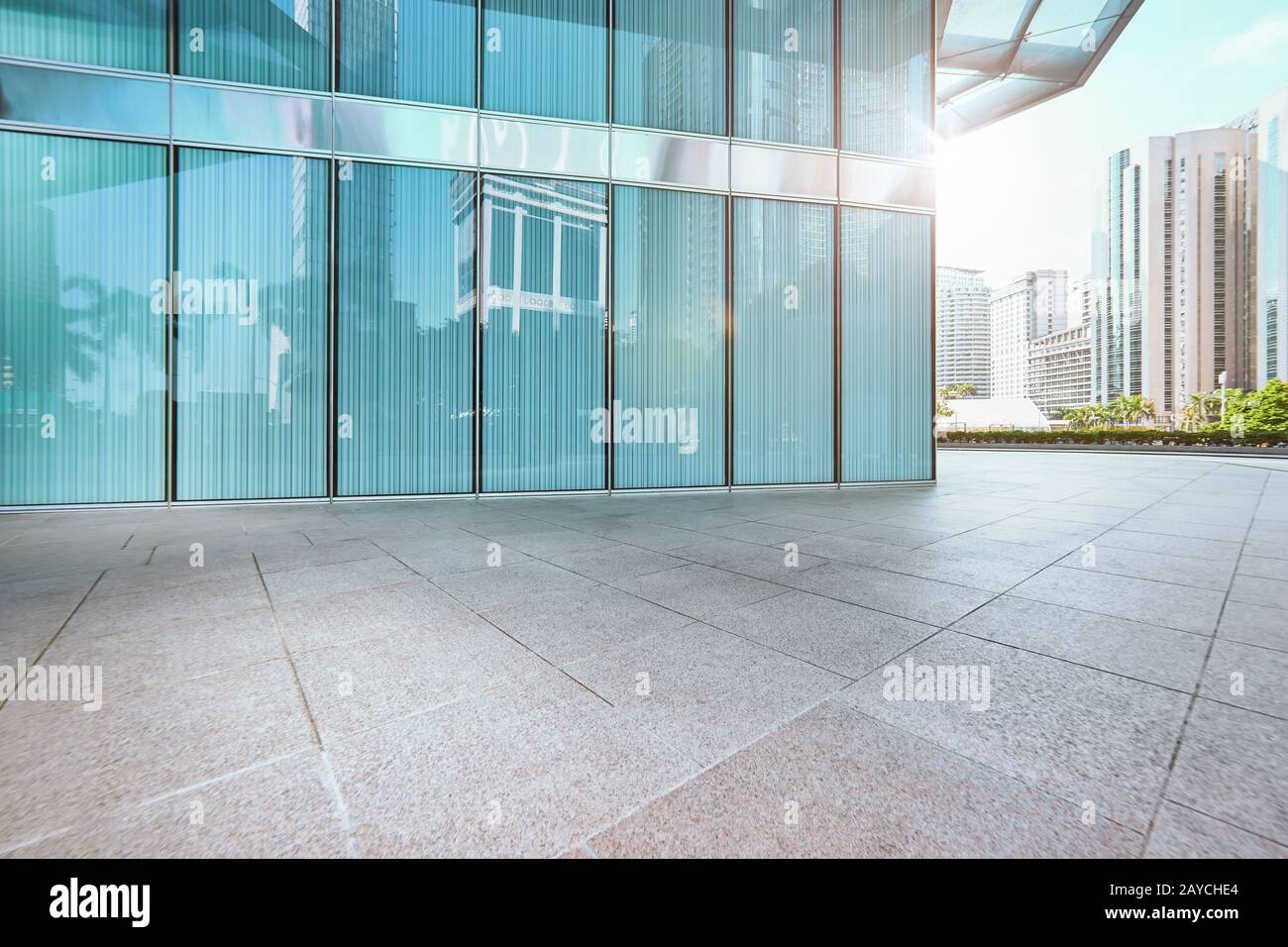 Modern office building outdoor and empty pavement Stock Photo