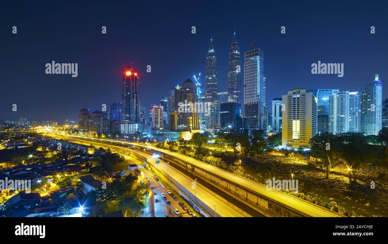 Kuala Lumpur city skyline at night Stock Photo - Alamy