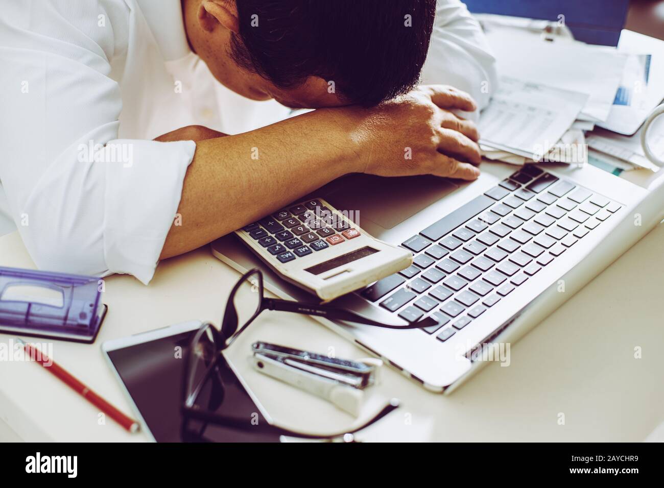 Accountant businessman working in office having a stress Stock Photo Alamy