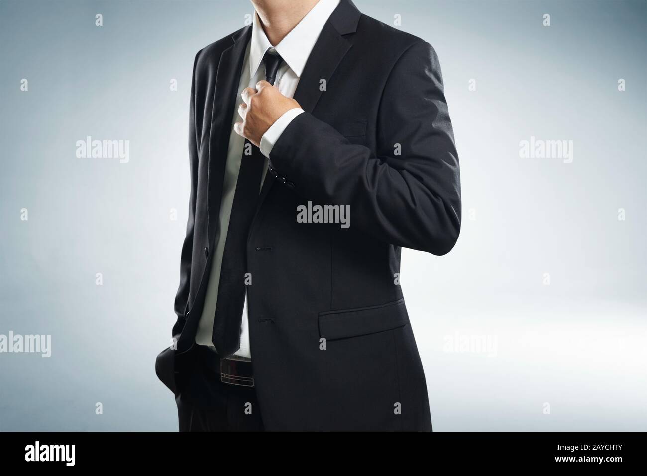 Confidence businessman in black suit Stock Photo