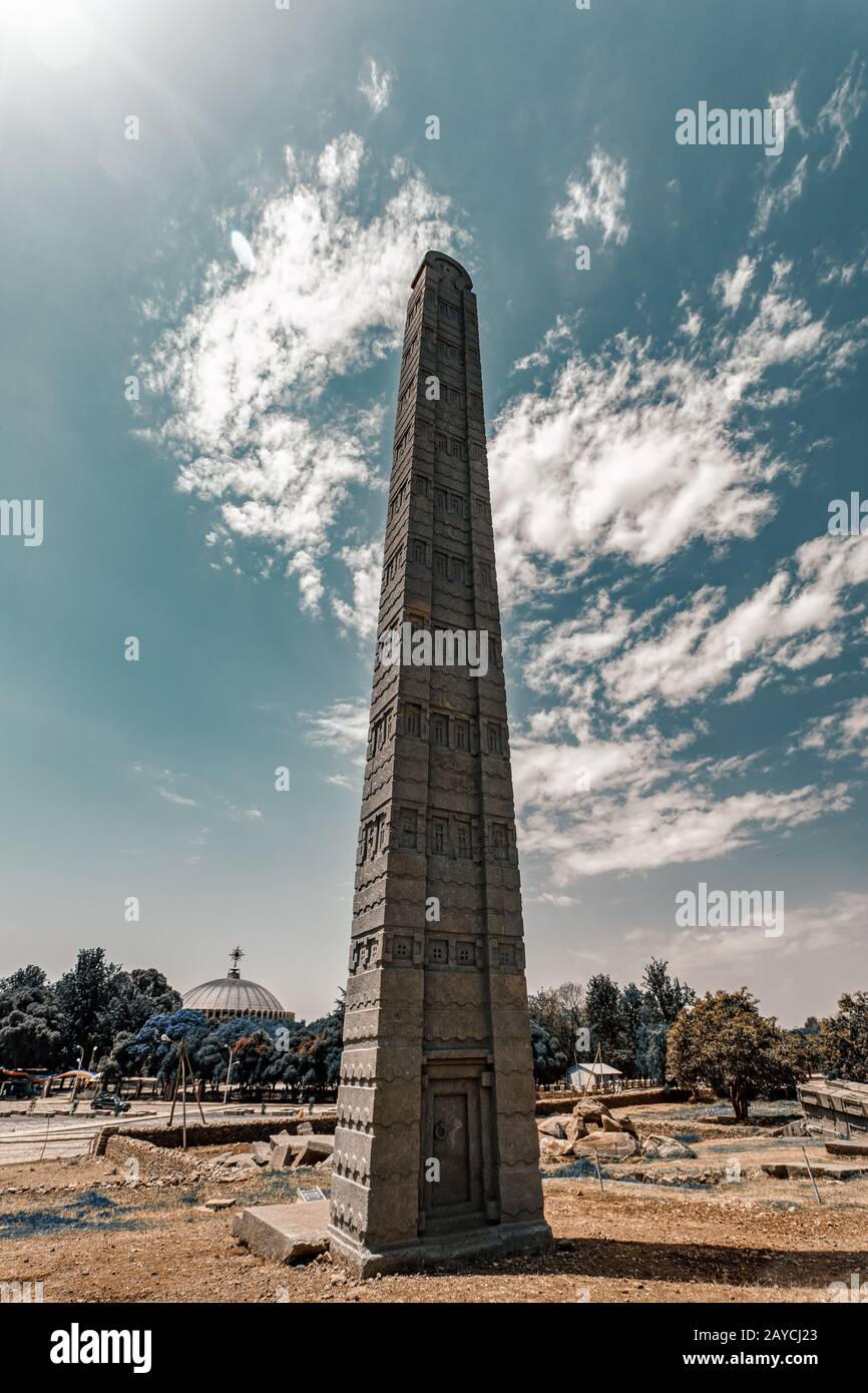 Ancient obelisks in city Aksum, Ethiopia Stock Photo