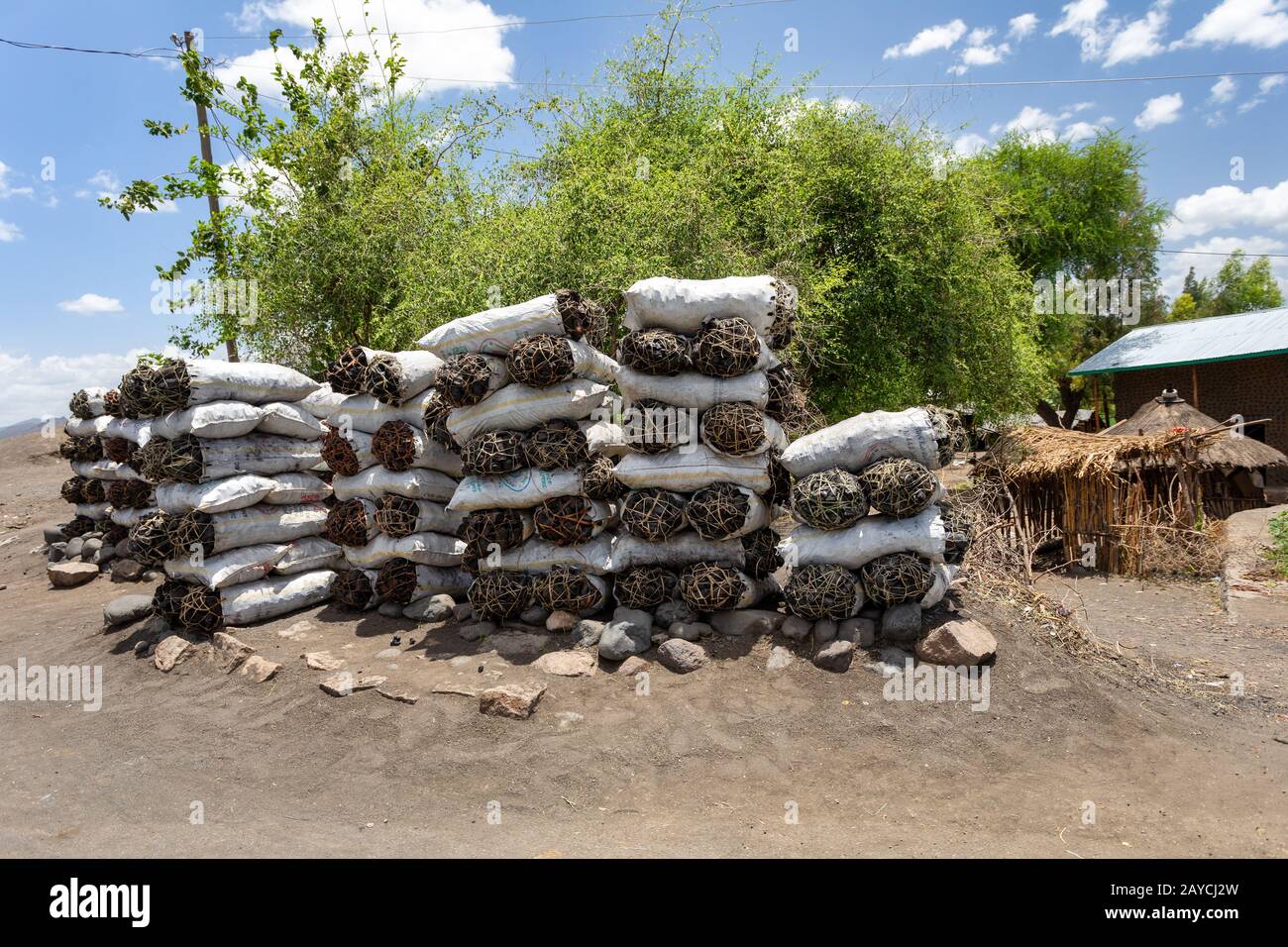 Charcoal for Sale, street of ethiopia Stock Photo - Alamy