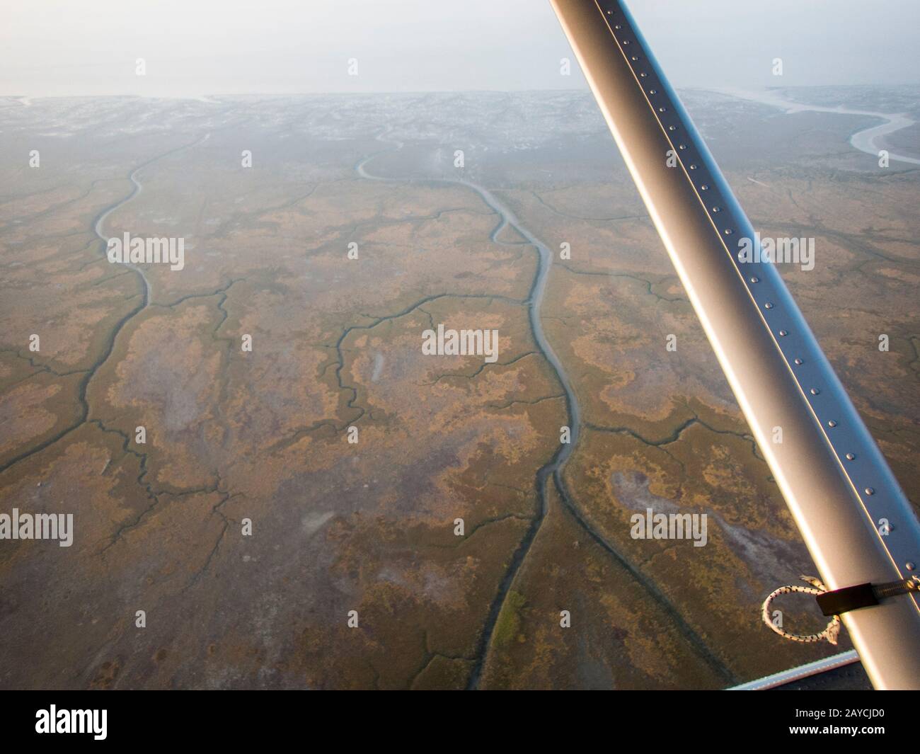 Aerial view of rivers on the flight from Anchorage to Lake Clark