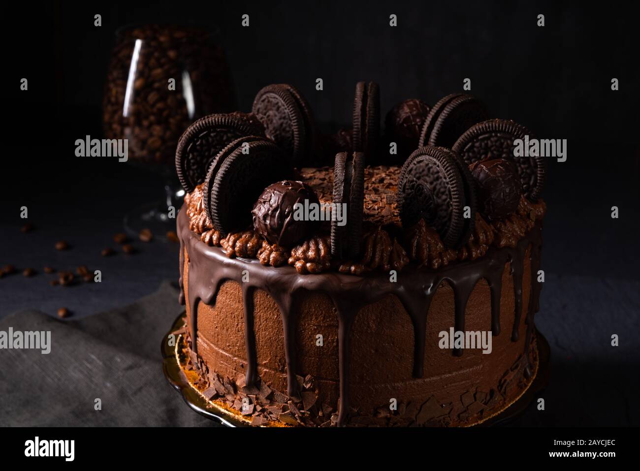 delicious chocolate pie with biscuits Stock Photo