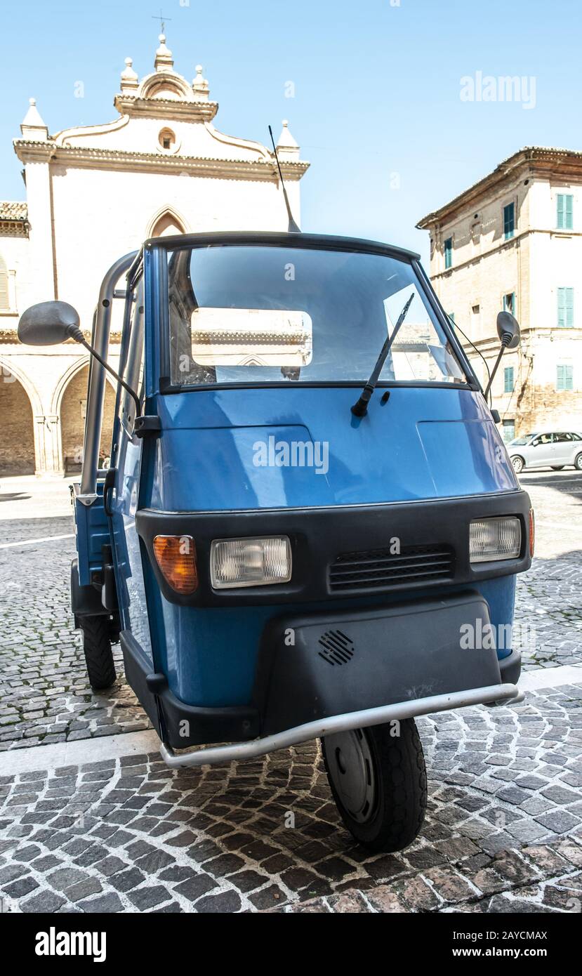 Typical italian farm ape truck on three wheels. Stock Photo