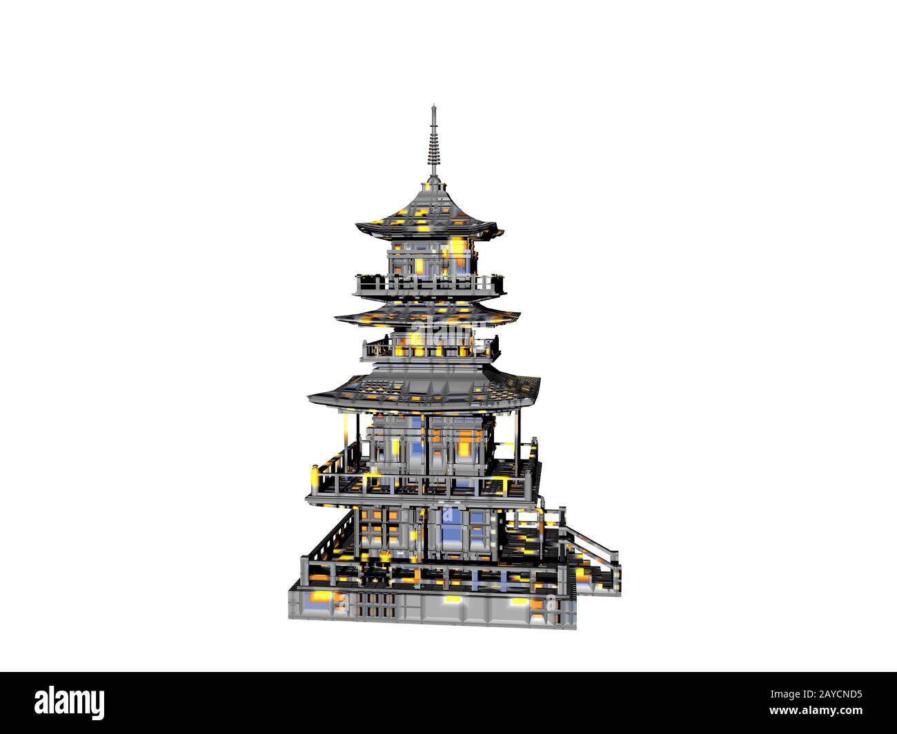 Japanese pagoda made of wood in several floors Stock Photo
