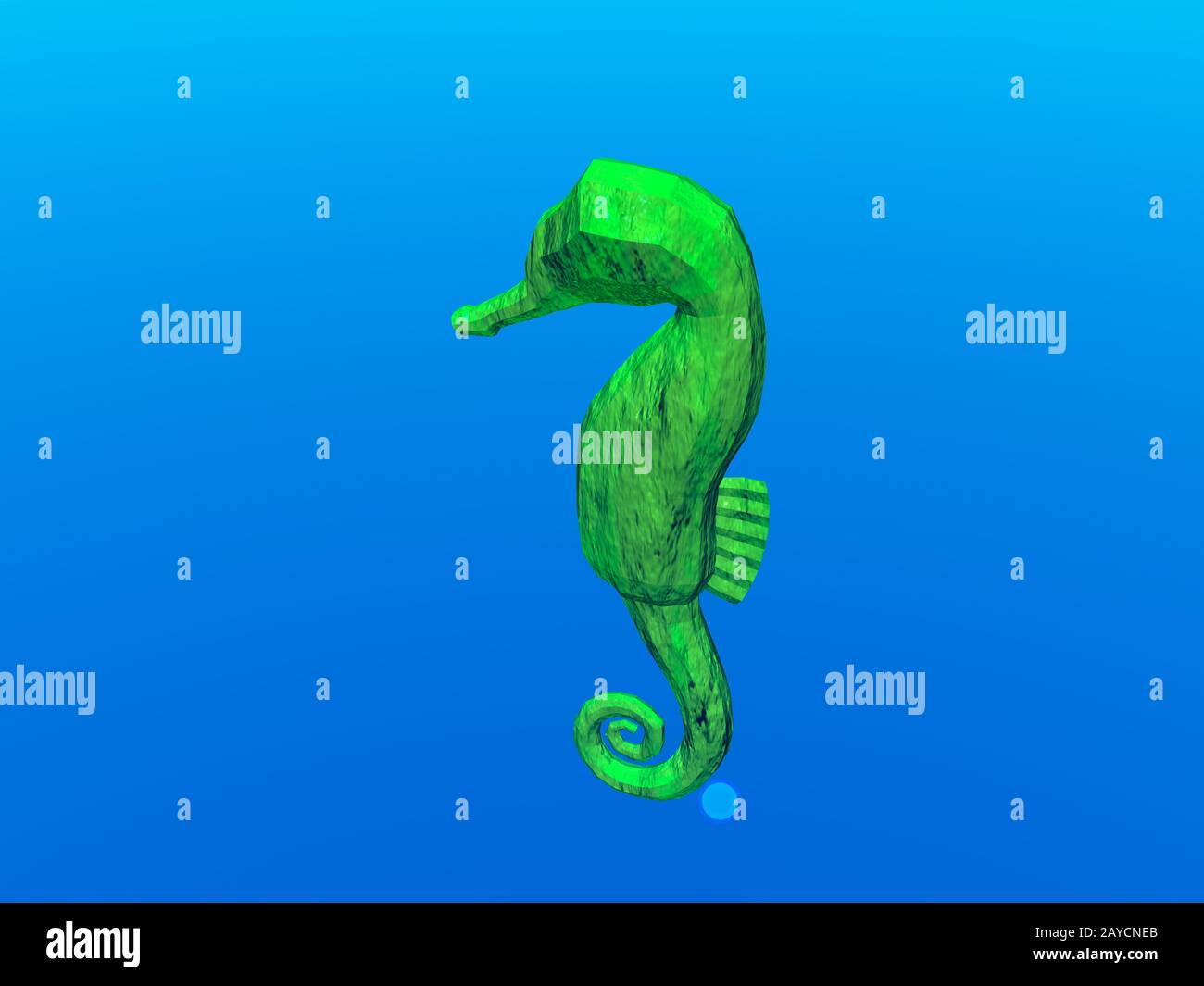 green seahorse is swimming in the water Stock Photo