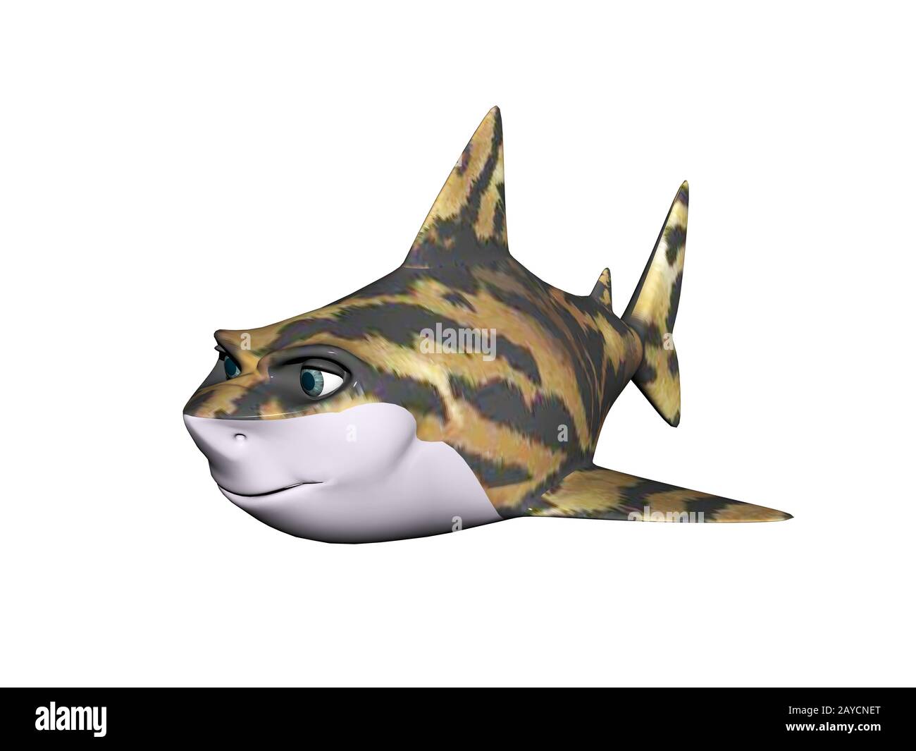 Cartoon tiger shark in the water Stock Photo