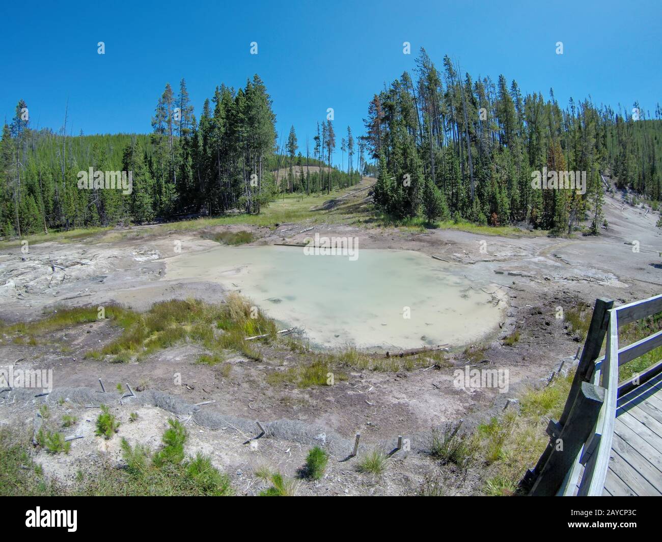 Artists Paint Pots Yellowstone wyoming Stock Photo Alamy
