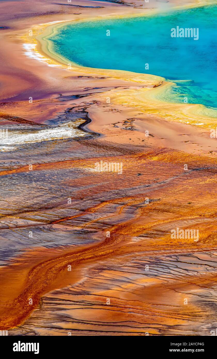 World Famous Grand Prismatic Spring in Yellowstone National Park Stock Photo