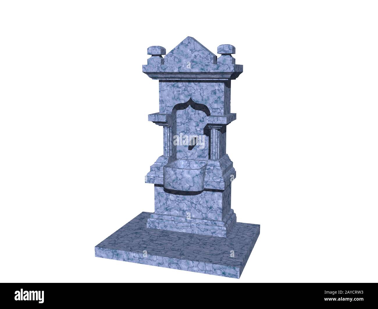 stone fountain with fresh spring water Stock Photo