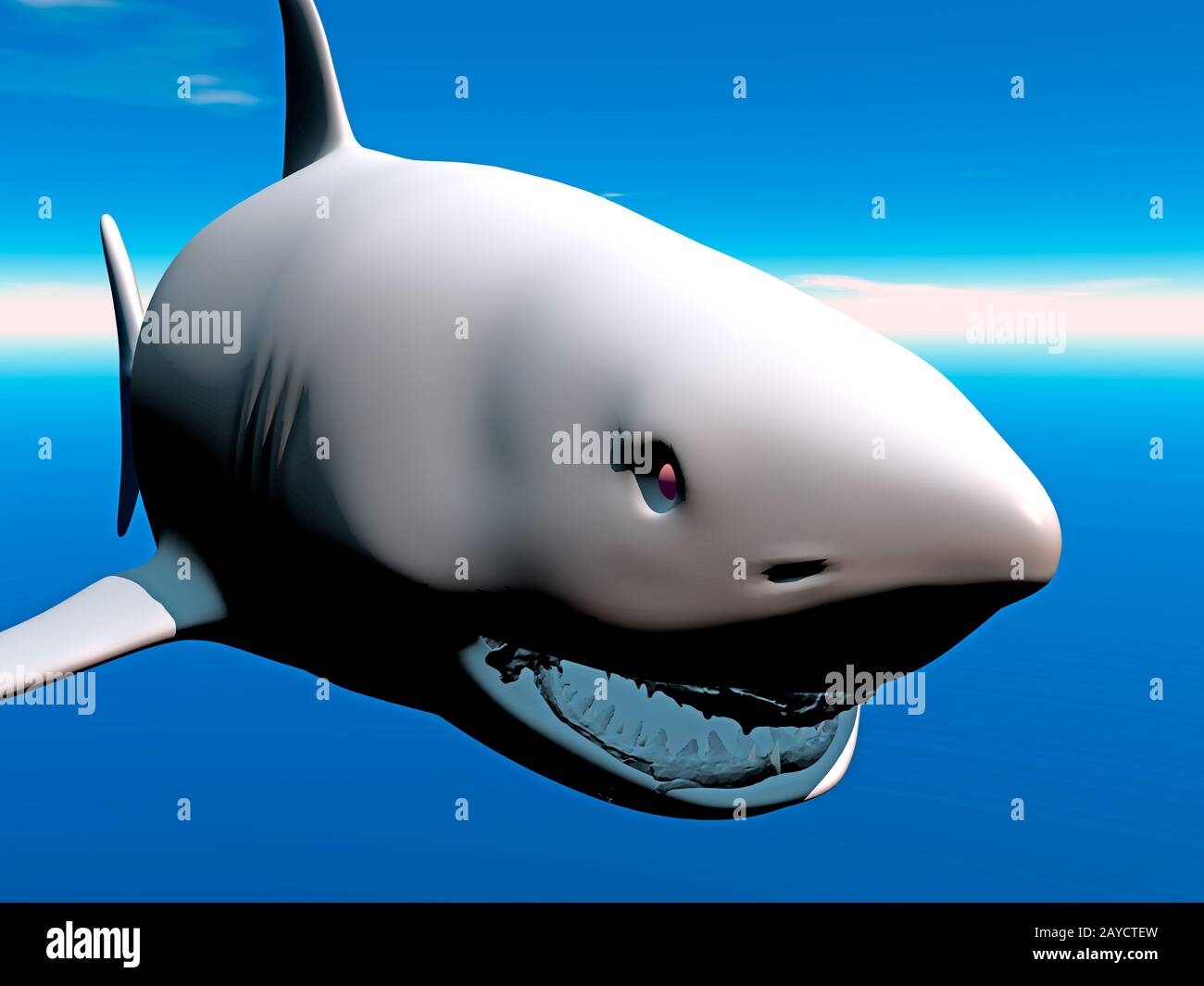 big shark swims in the sea foraging Stock Photo