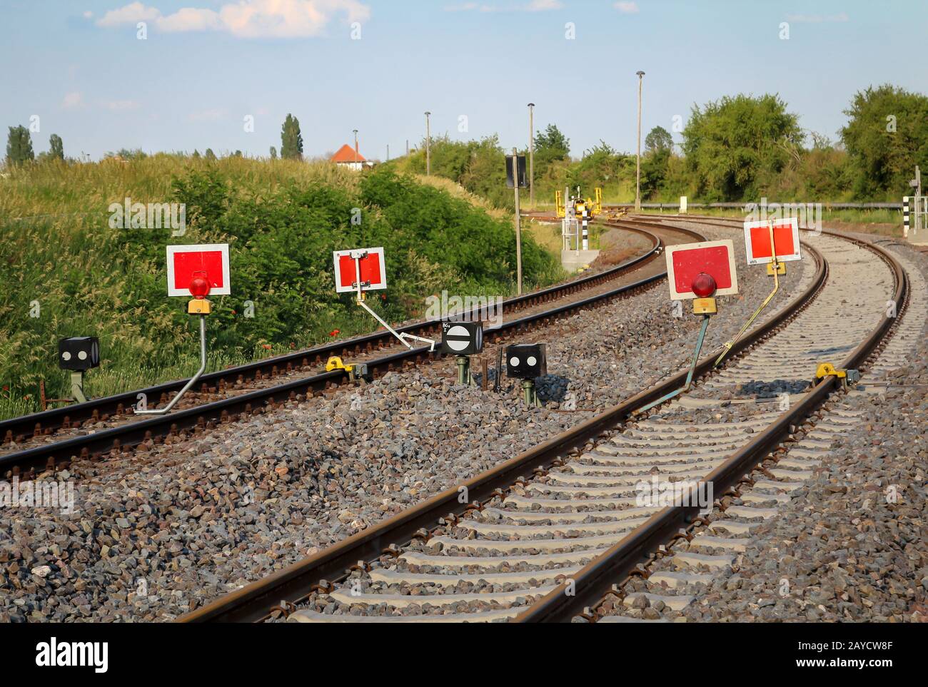 a blocked track for renewal Stock Photo